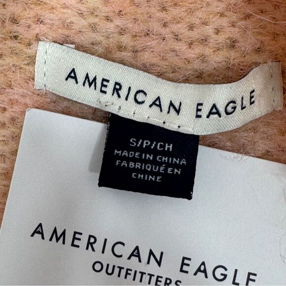 American Eagle Outfitters Cropped Bow Front Sweater Peach Small - Picture 11 of 14